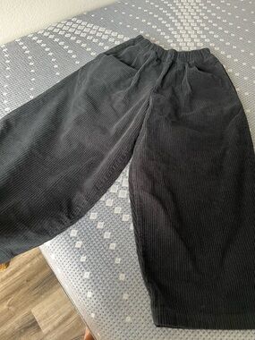 Women's Black Corduroy Wide-Leg Pants